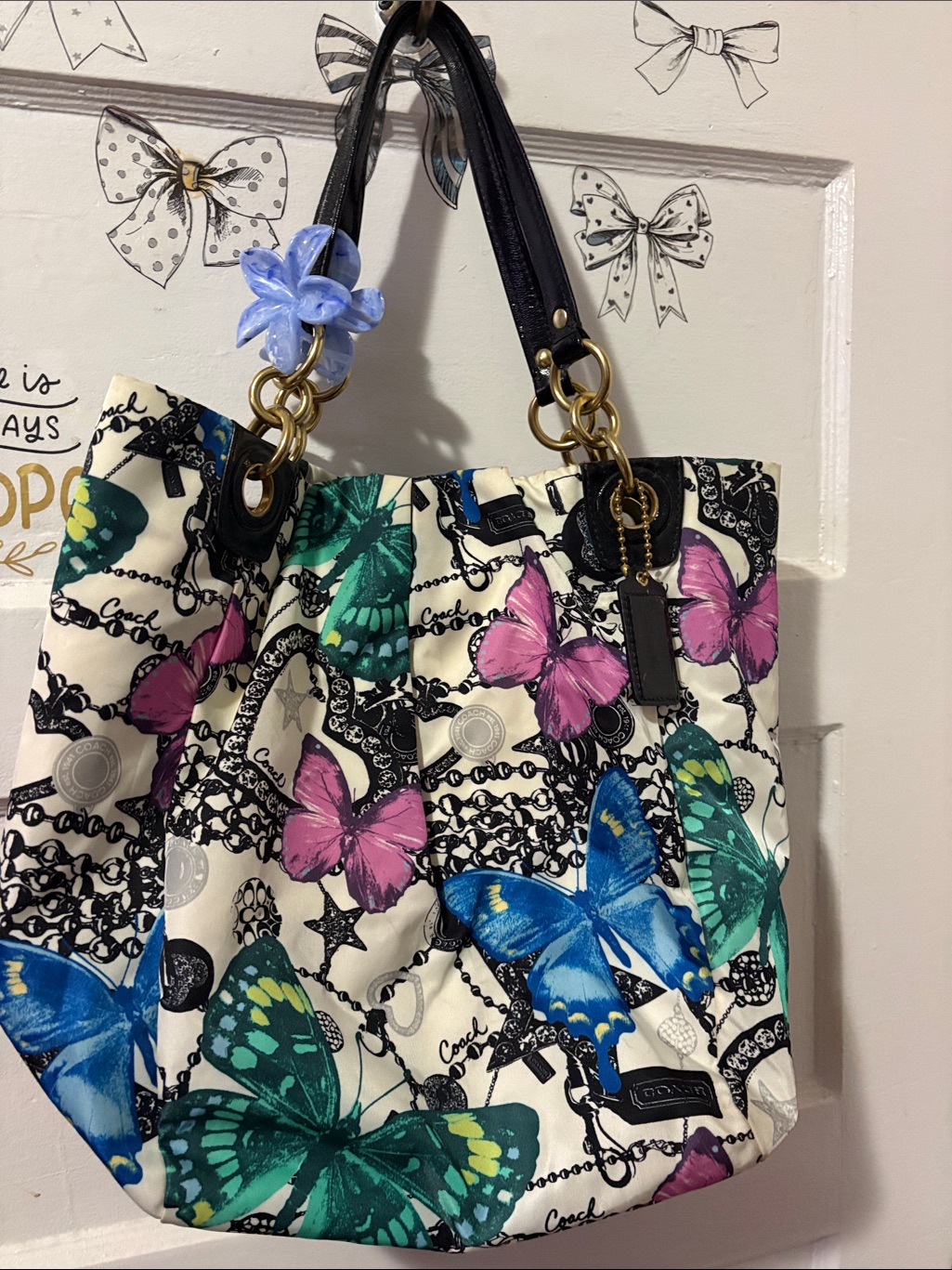Coach Butterfly Shoulder Tote Bag Htf 2008 Nylon